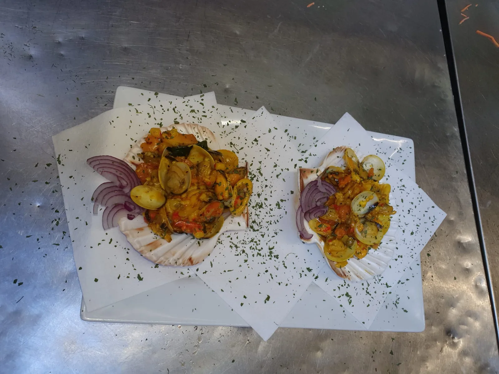 Coquilles de fruits de mer et palourdes